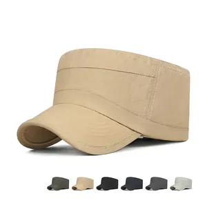 Men Cadet Cap Flat Top Hat Quick Dry Breathable Polyester Outdoor Sun Protection Military Style Adjustable Casual