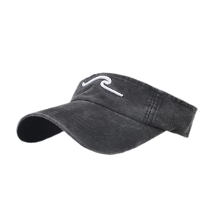 Visiera in denim lavato grigio scuro con ricamo a onde per gli sport all'aperto