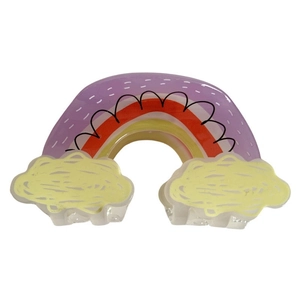 Cute rainbow and cloud shaped acrylic hair claw clip for women on white background