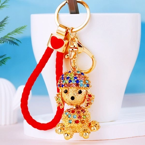 Exquisite Rhinestone Puppy Dog Keychain For Women Zinc Alloy Poodle Key Chain Bag Pendant Car Key Ring Cute Jewelry Gift