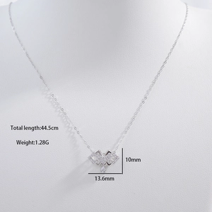 Elegant S925 sterling silver hollow bow pendant necklace with adjustable silver O-chain