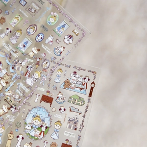 Detailed PET stickers featuring vintage furniture, cute puppies and princess patterns