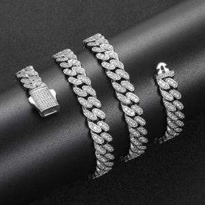 Bracelet gourmette en argent sterling 925 avec diamants moissanite et fermoir à ressort