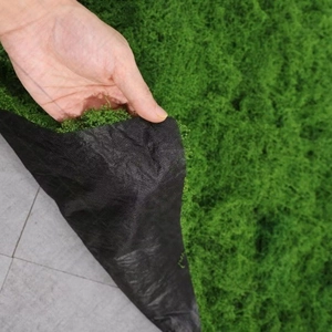 Thick artificial moss lawn landscape mat with flexible synthetic fibers and black base