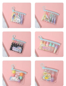 Detailed view of creative mini pill highlighter sets in cute colorful themed packaging