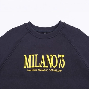 Classic black sweatshirt with yellow Milano 75 print made of premium cotton knit fabric