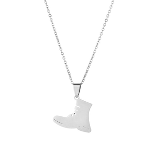 Collier en acier inoxydable avec pendentif en forme de botte minimaliste pour couples