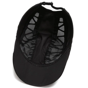 Quick-dry black breathable mesh sun hat with adjustable strap for outdoor activities