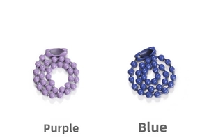 Detail view of 12cm purple and blue painted metal ball chains for DIY jewelry making