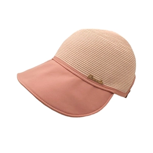 Cappello da sole in paglia rosa da donna con tesa larga e stemma dorato per mare e spiaggia