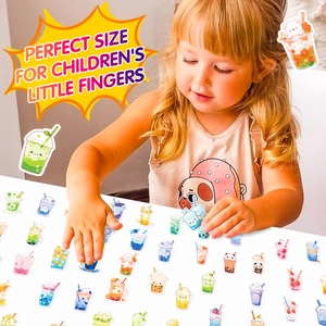 Close-up of cute bubble tea stickers in perfect size for children's little fingers