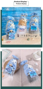 Close-up of beach gnomes with Beach Life signs and starfish decorations