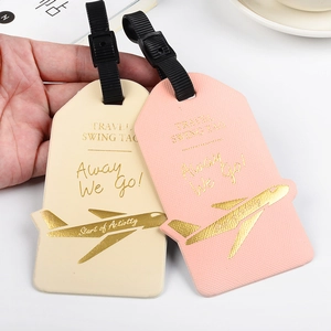 PU Leather Luggage Tag Suitcase ID Label Airplane Pattern Travel Bag Hanging Pendant Portable Name Address Card Protector