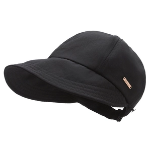Chapeau de soleil noir réglable pour femme en tissu séchage rapide avec logo métal