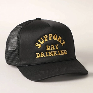 Support Day Drinking Letter Embroidery Trucker Hat Mesh Baseball Cap Adjustable Breathable Retro Casual Sun Hat