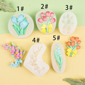 Tulip Lily Of The Valley Silicone Mold DIY Flower Bouquet Design For Fondant Cake Chocolate Resin Soap Handmade Craft