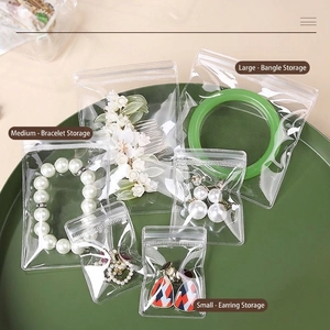 Transparent PE ziplock storage bags for jewelry and accessories in various sizes
