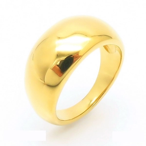 Polished 18k gold plated dome ring with a bold arched surface and a minimalist French style