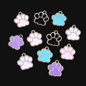 Colorful alloy cat paw charms set with enamel finish for DIY jewelry and necklaces