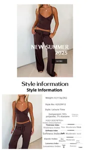 Women’s loungewear set detail showing dark brown V-neck camisole and tie-waist trousers