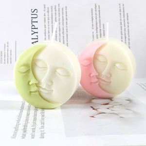 Artistic sun and moon face candle silicone mold for DIY aromatherapy wax crafts