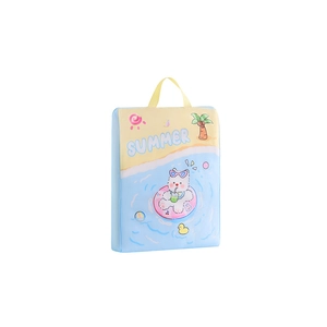 Cute Summer-themed laundry bag with cartoon bear and handle for machine wash protection