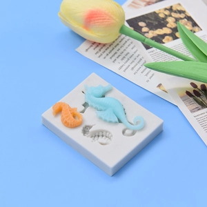 Sea horse silicone fondant mold for DIY baking with three detailed ocean shapes