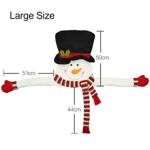 Christmas snowman tree topper decoration with scarf and arms, large size 51cm height