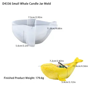 Whale shape silicone mold for DIY candles and succulent pots showing tool and finished product