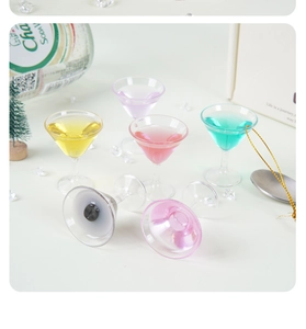 Macro shot of colorful miniature cocktail glasses for dollhouses and creative pendants