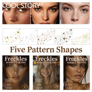 Set of 8 waterproof metallic freckle face tattoos with stars and butterfly shapes