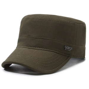 Men's olive green cotton cadet hat with sports style metal plate and durable stitching