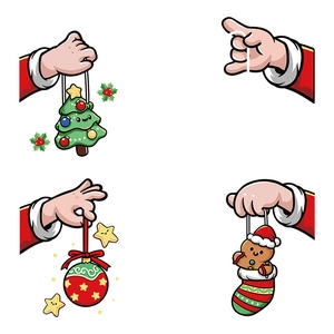 Adesivi natalizi con Babbo Natale, omino di pan di zenzero e alberi decorati
