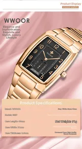 Details einer roségoldenen quadratischen Uhr mit schwarzem Zifferblatt auf Seide