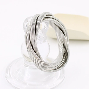 Bracciale multistrato in argento stile punk in acciaio inossidabile flessibile