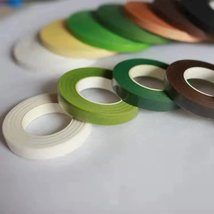 Macro shot of assorted color floral tapes for DIY flower stem wrapping and crafts