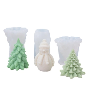 Christmas tree and snowman silicone molds for DIY scented candles and chocolate baking
