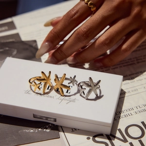 Starfish rings in gold and silver finish crafted from durable stainless steel