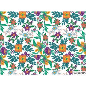 Floral nail water decals with bright orange and purple patterns for artistic manicures