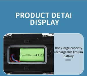 Detail view of the 7.4V 600mAh rechargeable Li-ion battery inside the RC car compartment