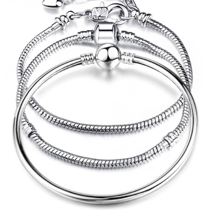 Snake Bone Chain Bracelet Copper Base Silver Plated DIY Charms Jewelry Barrel Clasp Heart Pendant Fashion For Women