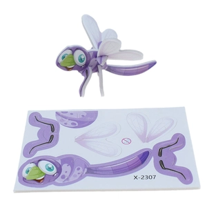 DIY 3D purple dragonfly puzzle assembly details showing components and finished model
