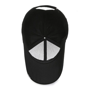 Klassische schwarze Six-Panel-Baseballkappe mit verstellbarem Riemen und Innenverstärkung