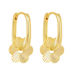 S925 Sterling Silver Earring Post Copper Gold Plated Flower Pendant Hoop Earrings For Women Minimalist Sweet Jewelry