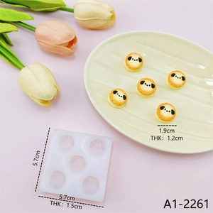 Detail view showing dimensions of a mini animal silicone mold and small puppy resin craft