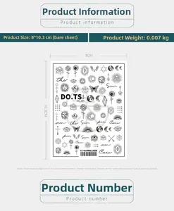 Detailed specs of 5D nail art stickers with mystical eye and moon line art designs