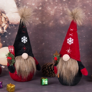 Christmas Swedish Gnome plush set with pine cones and knitted hats for holiday decor