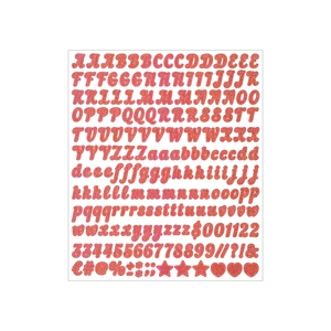 Pink glitter alphabet and number stickers set for spice jars and balloon decor