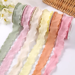Pleated Ribbon Wave Edge Chiffon Linen Fabric For Flower Bouquet Wrapping Gift Packaging DIY Crafts Decoration Supplies Elegant