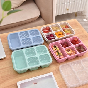 Eco-friendly wheat straw lunch box with five compartments in four assorted colors